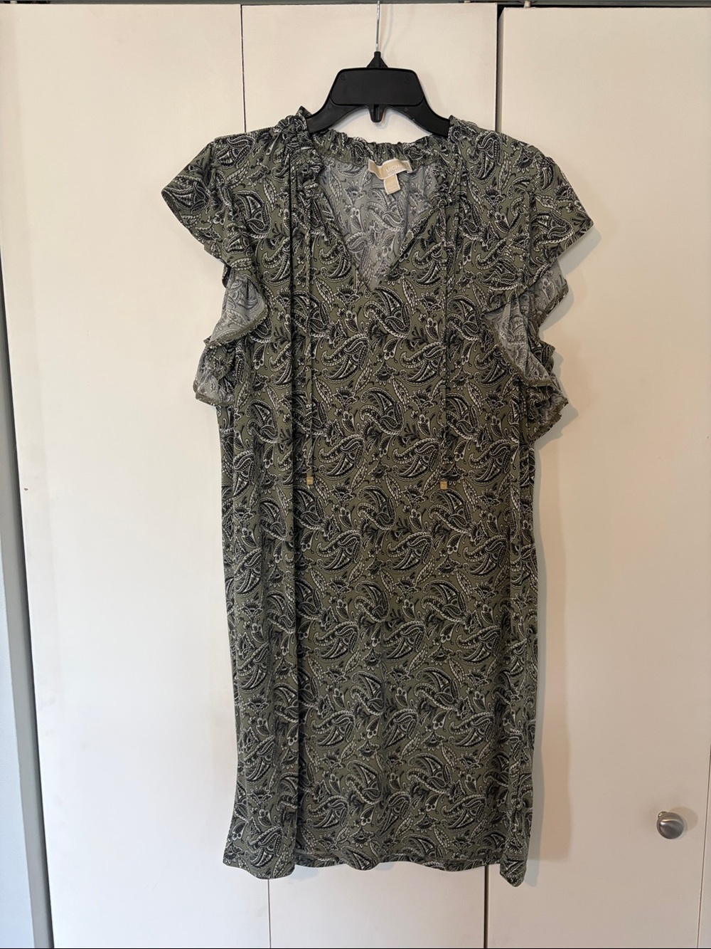 Women's Michael Kors Olive Paisley Ruffle Sleeve Dress
